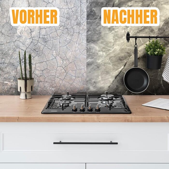 Стінові панелі AS Country Stone під мармур 60x120 см ПВХ-облицювання стіни з пластикових панелей для кухні, ванної кімнати тощо Панель кухонного фартуха (4 шт., Shadow)