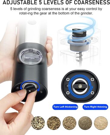 Набір із 2 електричних млинів солі та перцю на підставці, сріблястий/чорний Cokunst