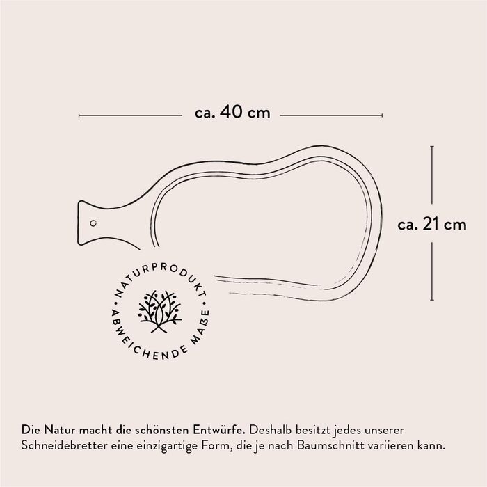 Обробна дошка з оливкового дерева 40 х 21 см das Olivenholzbrett