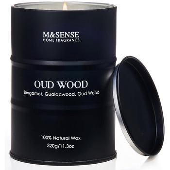 Ароматичні свічки M&SENSE Oud Wood з натурального соєвого воску, 320 г натуральної соєвої свічки для домашнього декору, тривале горіння до 70 годин, класні подарункові свічки для чоловіків і жінок, 320 г Oud Wood