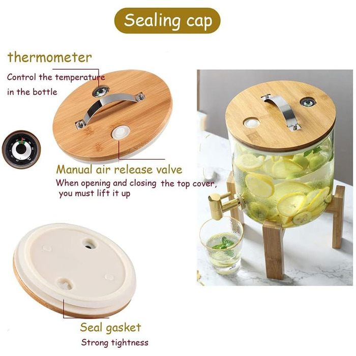 Диспенсер для напоїв скляний з краном 5 л Generisch