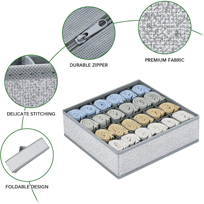 Органайзер для одягу на 24 відділення, набір 4 предмети, текстурований сірий Homsorout