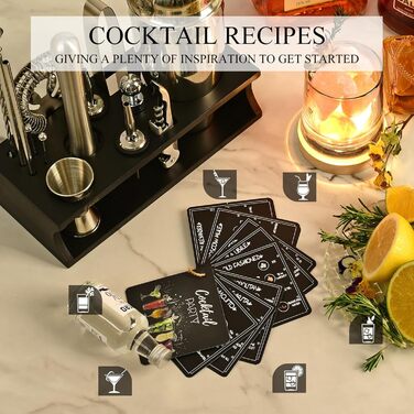 Набір для коктейлів з бамбуковою підставкою 17 предметів для бармена Eocolz