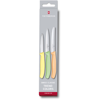 Кухонный гарнитур Victorinox SwissClassic Paring Set 3 ножа с желтым/светло-зеленым/светлым помпоном. ручка (8,10,11см) в подарочной упаковке.