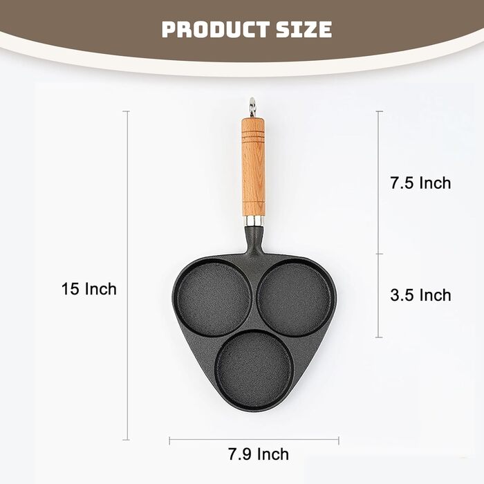 Чугунная сковорода для жарки яиц 3-в-1, черная Justup