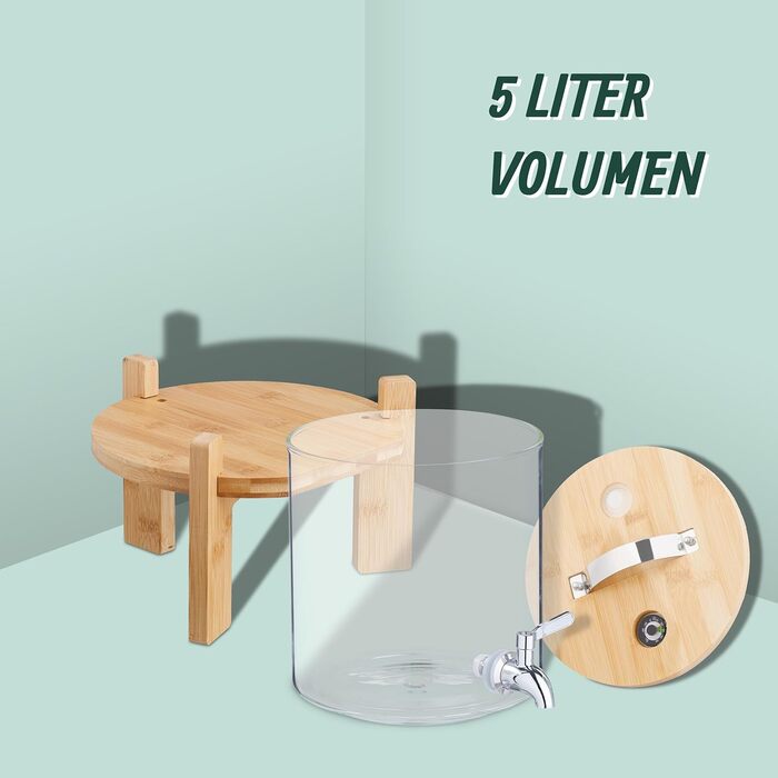 Стильний скляний диспенсер для напоїв 5 л Relaxdays