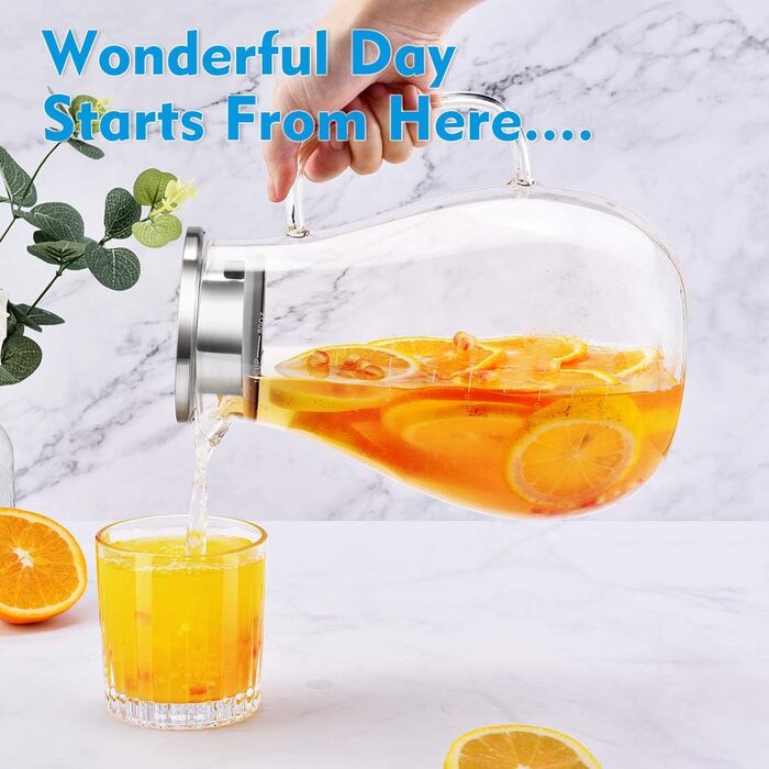 Скляний глечик з кришкою 2,4 л veecom