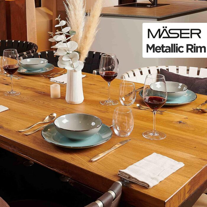Металевий обід, сучасний набір посуду для 6 осіб з латунним обідком, комбінований набір із 24 предметів із безобідковою формою купе, керамограніт, сірий 24 предмети сірий