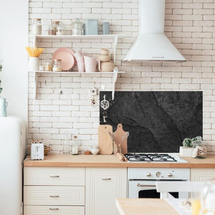 Дизайнерський кухонний фартух з алюмінієвого композиту, кухонний фартух, товщина 3 мм, 60x100 см, (колір &quotSlate Black&quot)