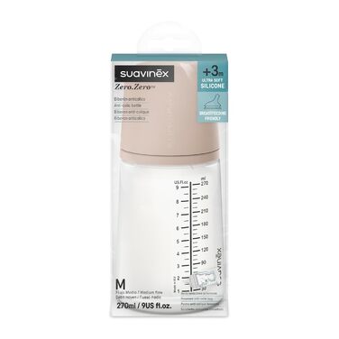 Силіконова дитяча пляшечка Zero Zero Anti-Colic Slow Flow (S), 0 місяців, пляшечка для новонароджених, сумісна з грудним вигодовуванням, 180 мл (270 мл - середня потік (M), середня)