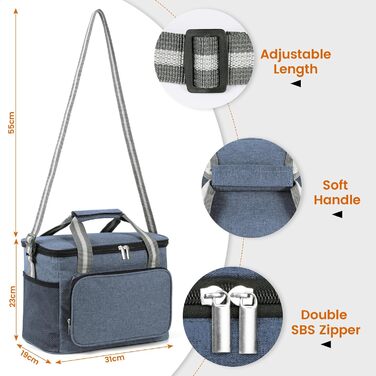 Термосумка для кемпінгу 15 л темно-синій DUNSOO