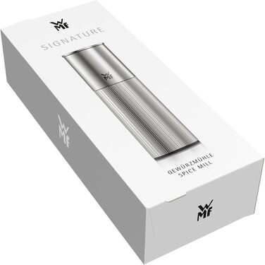 Млинок для спецій WMF Signature Pro, керамічний млинок, регульований рівень помелу, легке наповнення, млинок для солі та перцю, магнітна кришка для захисту аромату, нержавіюча сталь, 0604036030