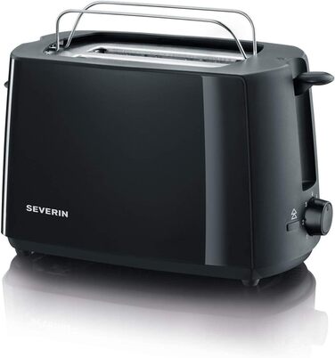 Автоматичний тостер SEVERIN, тостер з насадкою для булочки, високоякісний тостер з піддоном для крихт і потужністю 700 Вт, чорний, AT 2287