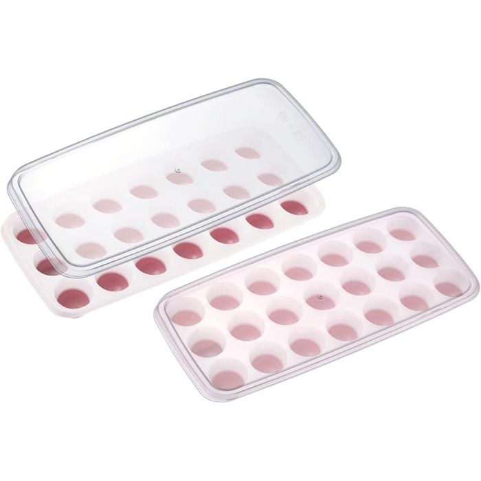 Льодогенератор Westmark Ice Cube Maker Cube форма для льоду з кришкою, для приготування 6 великих кубиків льоду, прозорий/червоний/білий пластик, без BPA, великий (круглий, маленький)