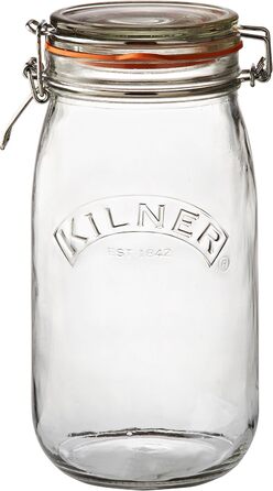 Стеклянная банка для хранения 1,5 л с зажимом Kilner