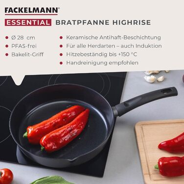Сковорода 28 см глибока з керамічним покриттям, чорна Highrise Fackelmann
