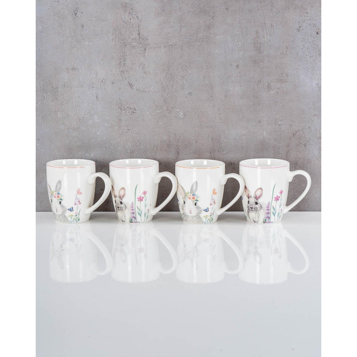 Набір із 4 чашок до великодня з малюнком кролика levandeo