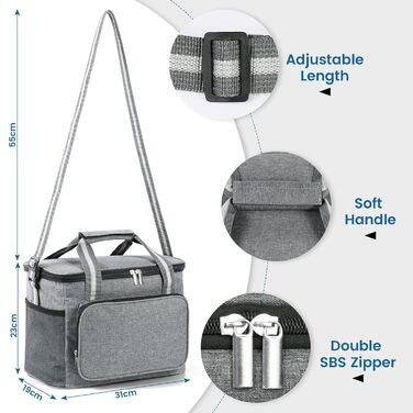 Термосумка 15 л сіра DUNSOO