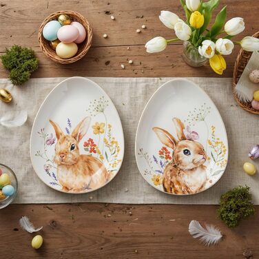 Набір із 2 великодніх тарілок з малюнком кролика levandeo