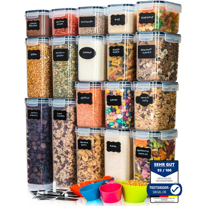 Набор из 18 контейнеров для хранения, прозрачный/черный Deco haus