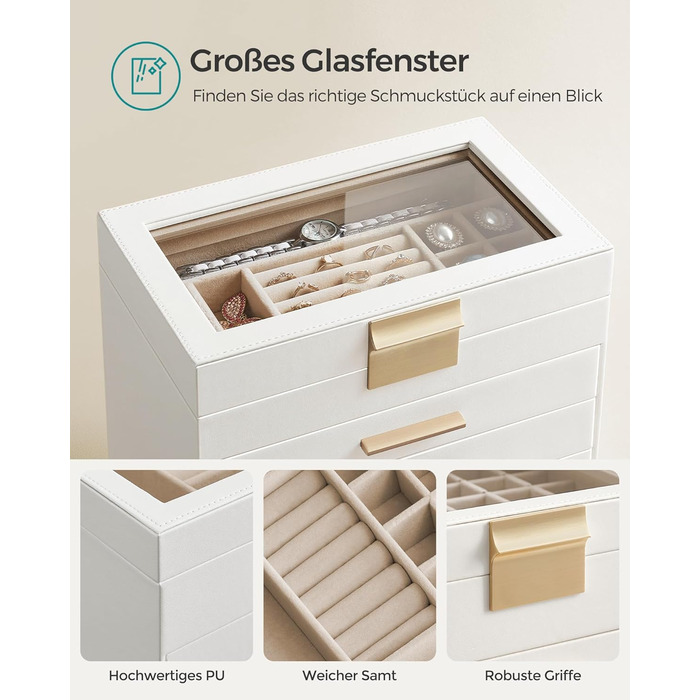 Органайзер для ювелірних виробів 6-рівневий, хмарно-білий SONGMICS