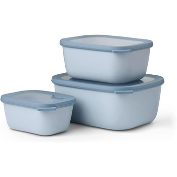 Из 3 предметов - Банки для хранения с крышкой - Подходит в качестве ящика для хранения, холодильника, морозильной камеры и посуды для микроволновой печи - 750, 1500 и 3000 мл - Nordic Blue Nordic Blue Set 3 шт. (750, 1500, 3000 мл)