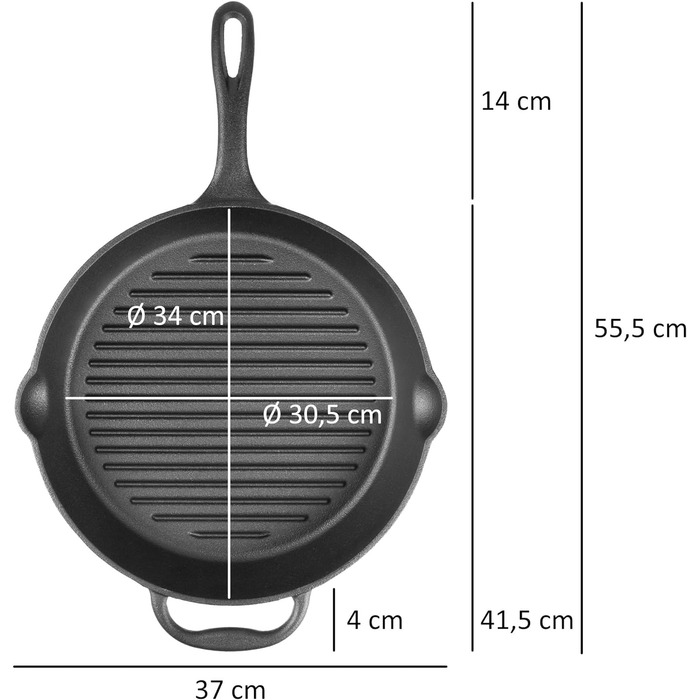Сковорода-гриль чугунная 34 см BBQ-Toro