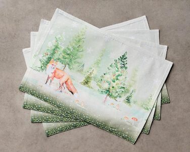 Бавовняні килимки, набір з 4 шт. , декоративні килимки, пасхальні килимки, що миються, для свят, вечерь, весни, літа (33 см x 48 см) (22 - Зимові ранки), 39Hermine, 100