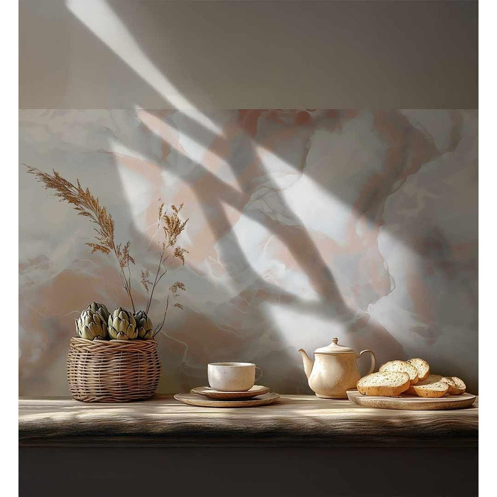 Самоклеючий кухонний фартух - матовий, жорстка бризкозахисна плівка як доступна альтернатива склу, легке встановлення та очищення - висота 60 см - Дизайн чорна кам&39яна стіна 80 x 60 см (бронзовий мармур, Ш 400 см x В 60 см, 0,2 мм)