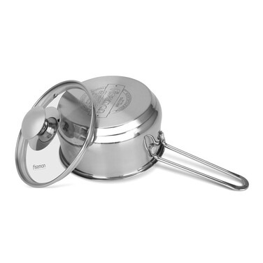 Ківш зі скляною кришкою 14 x 7,5 см 1,1 л сталь GULLIVER Fissman