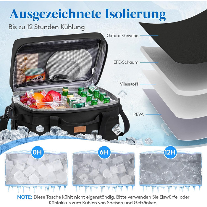 Термосумка 30 л чорна Lifewit