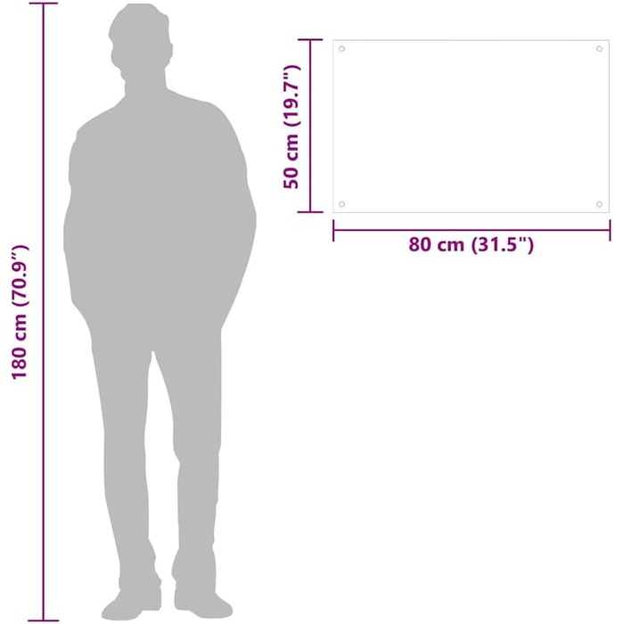 Прозрачный кухонный передник 80 x 50 см vidaXL