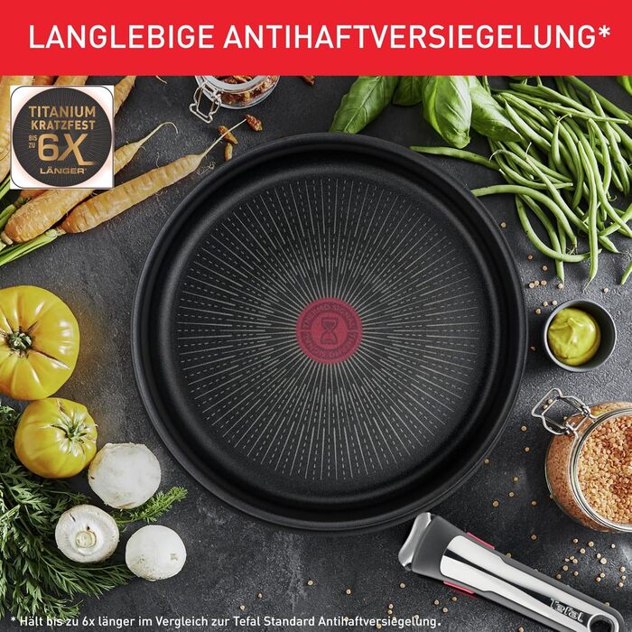 Набір посуду для індукційного приготування Tefal Ingenio Preference On з 15 предметів зі знімною ручкою, що штабелюється, економить місце, з антипригарним покриттям, простий у використанні та чищенні, L97495 Набір посуду для каструль та сковорідок з 15 пр