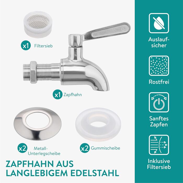 Диспенсер для напоїв скляний з дерев'яною підставкою 5,6 л Navaris