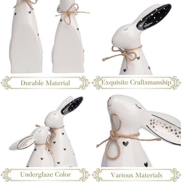Набір із 2 керамічних пасхальних зайчиків прикраси столу Valery Madelyn