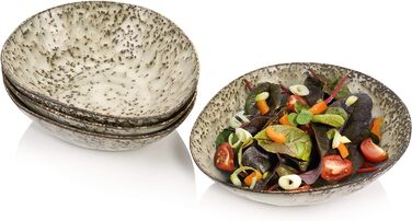 Співачка Обідній сервіз Pompei з кераміки, набір посуду з 12 предметів для 4 осіб, набір тарілок вінтажного дизайну. (Салатники 4 шт.)