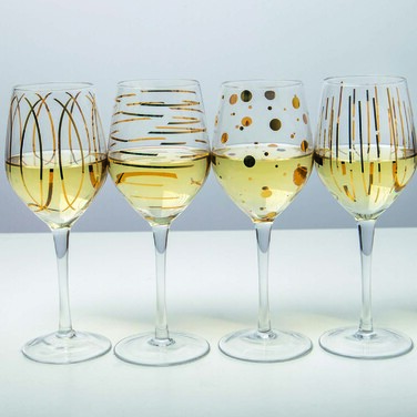 Набір келихів для білого вина Mikasa CHEERS GOLD, скло, 400 мл, 4 шт.