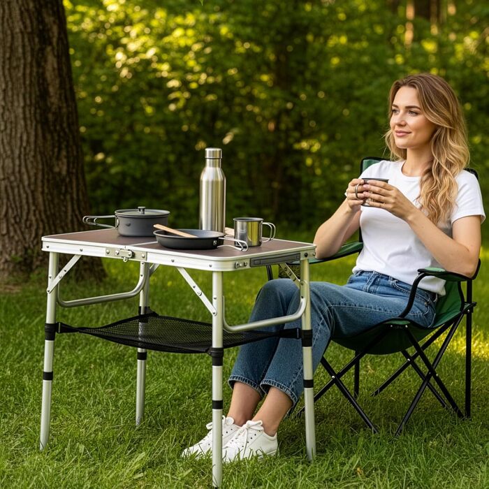 Складной алюминиевый стол для кемпинга коричневый ARATERVIO