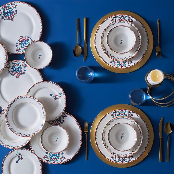 Фарфоровый сервиз Karaca Nakkas из 24 предметов на 6 человек, уникальный дизайн, повседневная и специальная посуда, вдохновляющие коллекции, атмосфера обеспечивает