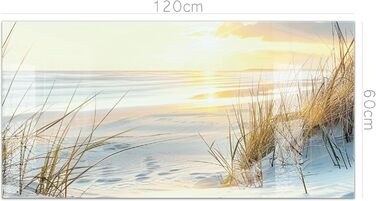 Кухонний фартух timalo зі скляним виглядом Північне море, очерет, захід сонця, океан, солома 2-мм акрилове скло Бризкозахисна стінка для плити, скляний кухонний фартух, акрилові скляні стінові панелі, захисна панель для фартуха (120 x 60 см, 309- Beach Re