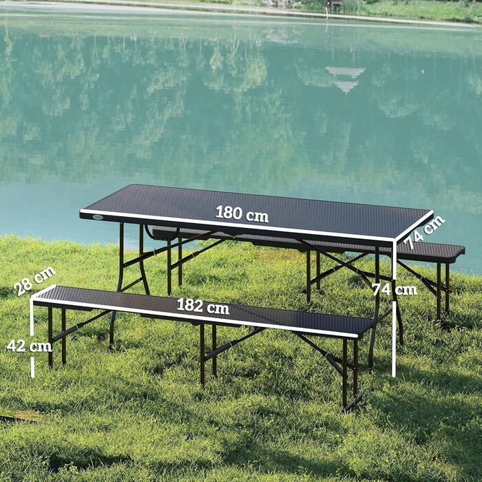 Набор из 3 предметов складной кемпинговый стол и 2 скамейки Outsunny