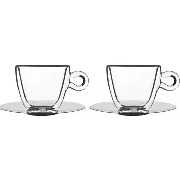 Набор для капучино 2 чашки 0,165 л с блюдцами, 4 предмета, Thermic Glass Luigi Bormioli