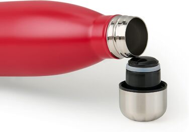 Пляшка для води Blumtal з нержавіючої сталі - Герметична ізольована пляшка - Пляшка для води без бісфенолу А для гарячих та холодних напоїв - Двостінна ізольована пляшка - Ізоляційна пляшка, стійка до іржі, дерево/срібло (13 - Червона, 750 мл)