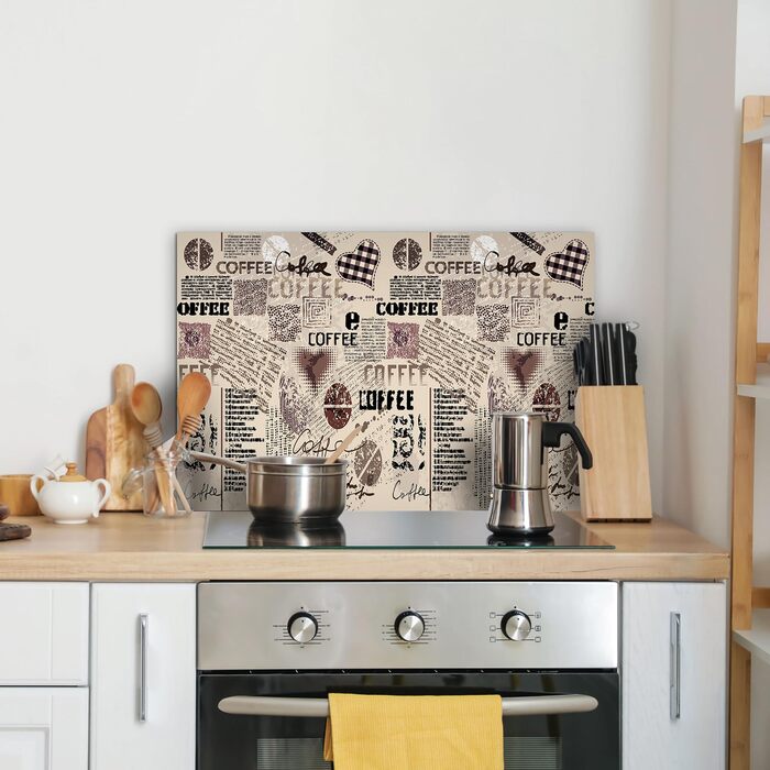 Алюмінієвий кухонний фартух CREARREDA, виготовлений в Італії, захищає плиту та стіну, миється та легко встановлюється, металевий фартух, 48 x 72 см (кавовий)