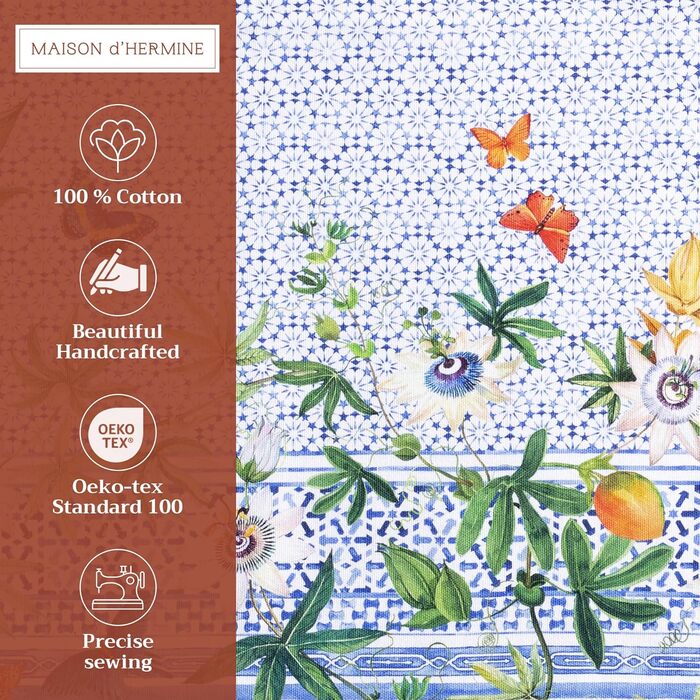 Бавовняні килимки для серветок, набір з 4 шт. , декоративні килимки для серветок, пасхальні килимки, що миються, для свят, вечерь, весни, літа (33 см x 48 см) (038 - Пасифлора), 39Hermine 100