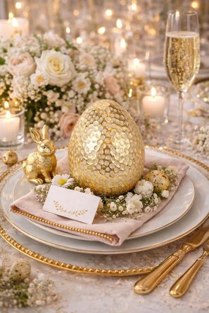 Декоративне пасхальне яйце, Прикраса столу, Прикраса саду, Пасхальна прикраса, Пасхальна фігурка, Весняна прикраса, Пасхальне яйце, Яйця, Пасхальна прикраса, Прикраса для вінків, Пасхальні вінки, Квіти, Весняна прикраса, Золото, Набір з 2 шт.