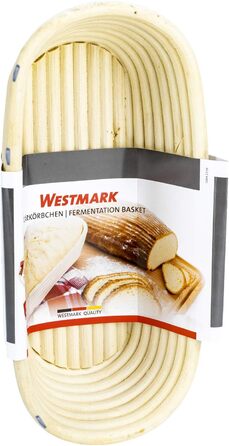 Кошик для вистоювання Westmark, для тіста для хліба вагою 1500-2000 г, овальний, довжина приблизно 40 см, ротангова тростина, світло-бежева, 32022270 (одинарна, довжина 27,5 см)