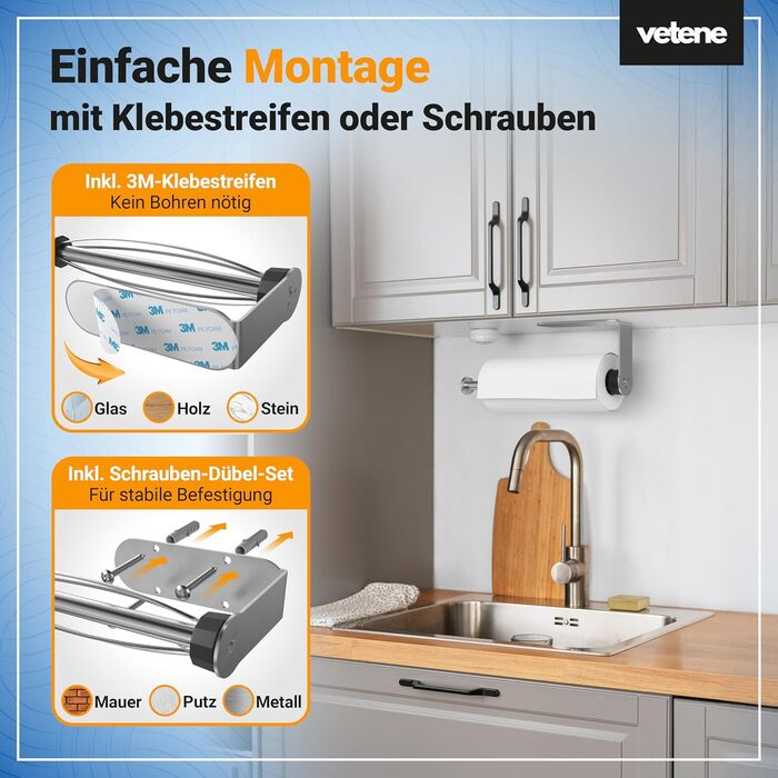 Держатель для кухонных рулонов, серебристый Zewa Vetene