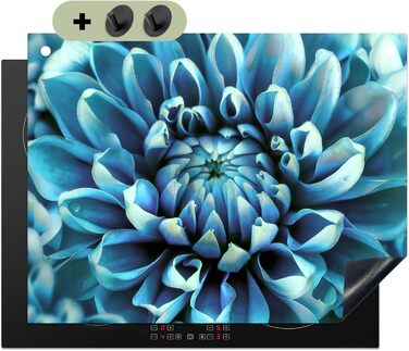 Фартух для плити, кухонний фартух, вініл, 78x52 см, декор для кухні, облицювання стіни, кришка для плити - сіро-чорний (синій - жоржина, 59Д x 77Ш см)