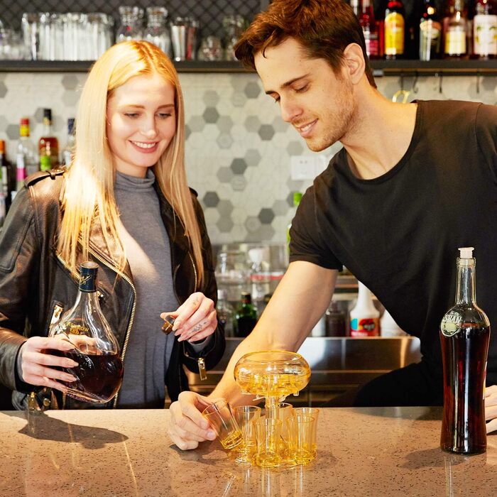 Набір з 6 дозаторів та підставки для шотів, багатофункціональний дозатор для бару, для наповнення рідинами, тримач для коктейлів, лікеру, шотів, інструмент для напоїв з пензликом (Прозорий)